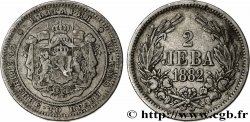 BULGARIE 2 Leva Alexandre Ier 1882  TB+ 