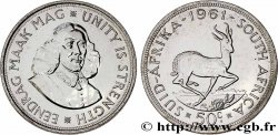 SOUTH AFRICA 50 Cents springbok / Jan Van Riebeeck 1961 Pretoria