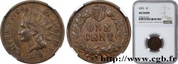 UNITED STATES OF AMERICA 1 Cent tête d’indien 1872 Philadelphie AU58 NGC