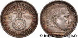 ALLEMAGNE 5 Reichsmark Maréchal Paul von Hindenburg 1939 Muldenhütten - E