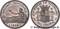 SPAIN 1 Peseta monnayage provisoire avec mention “Gobierno Provisional” 1869 Madrid AU 