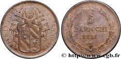 ITALY - PAPAL STATES - PIUS IX (Giovanni Maria Mastai Ferretti) 5 Baiocchi an VII 1852 Rome