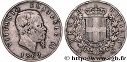 ITALIE 5 Lire Victor Emmanuel II 1869 Milan