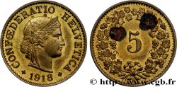 SWITZERLAND 5 Centimes (Rappen) Tête de Libertas 1918 Berne AU 