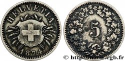 SUISSE 5 Centimes (Rappen) 1874 Berne