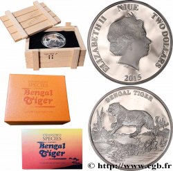 NIUÉ 2 Dollars Proof Tigre du Bengale 2015 
