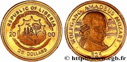 LIBERIA 25 Dollars Proof armes / Wolfgang Amadeus Mozart 2000 