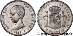 ESPAGNE - ROYAUME D ESPAGNE - ALPHONSE XIII 5 Pesetas Alphonse XIII 1er type 1888 Madrid TTB+ 