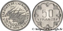ÉTATS DE L AFRIQUE CENTRALE Essai de 50 Francs antilopes lettre ‘D’ Gabon 1976 Paris FDC 