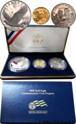 ESTADOS UNIDOS DE AMÉRICA Coffret 3 Monnaies Proof American Bald Eagle 2008 San Francisco + Philadelphie + West Point