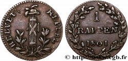 SWITZERLAND - HELVETIC REPUBLIC 1 Rappen République Helvétique 1801 