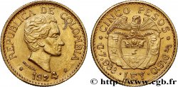 KOLUMBIEN 5 Pesos Simon Bolivar 1924 Medellin