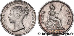 REGNO UNITO 4 Pence ou groat Victoria / Britannia assise 1844 Londres