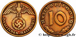 GERMANY 10 Reichspfennig aigle surmontant une swastika 1937 Munich - D