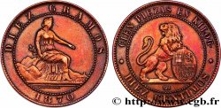 SPAIN 10 Centimos monnayage provisoire “ESPAÑA” assise / lion au bouclier 1870 Oeschger Mesdach & CO