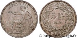 SCHWEIZ 5 Francs Helvetia assise 1874 Bruxelles