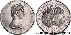 GIBRALTAR 25 New Pence Noces d’argent 1972 