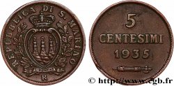 SAINT-MARIN 5 Centesimi écu aux trois tours 1935 Rome - R