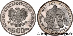 POLAND 500 Zlotych Proof XVe Jeux Olympiques d’hiver - hockey sur glace 1987 Varsovie