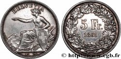 SUISSE - CONFEDERATION 5 Francs Helvetia assise 1851 Paris