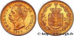 GOLD, PALLADIUM & PLATINUM INVESTMENT 20 Lire Umberto Ier 1882 Rome AU 