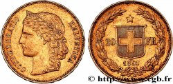 SWITZERLAND 20 Francs or Helvetia 1891 Berne