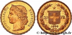 SWITZERLAND 20 Francs Helvetia 1896 Berne AU 
