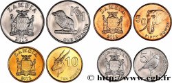SAMBIA Lot 4 monnaies 5, 10, 50 Ngee et 1 Kwacha 2012 