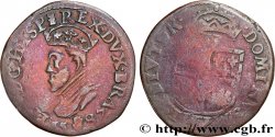 PAYS-BAS ESPAGNOLS - DUCHÉ DE BRABANT - PHILIPPE II D&nbsp;ESPAGNE Liard 1587 Anvers B+ 