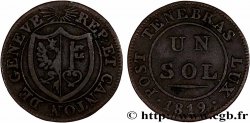 SUISSE - RÉPUBLIQUE DE GENÈVE 1 Sol 1819 