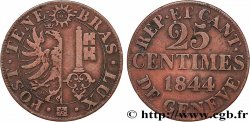 SCHWEIZ - REPUBLIK GENF 25 Centimes - Canton de Genève 1844 