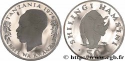 TANZANIA 50 Shilingi Proof Rhinocéros 1974  SC 