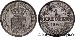 ALLEMAGNE - BAVIÈRE 1 Kreuzer armes couronnées de Bavière 1862  SUP 