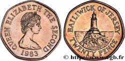 JERSEY 20 Pence Elisabeth II / phare de La Crobière 1983 