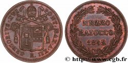 ITALY - PAPAL STATES - GREGORY XVI (Bartolomeo Alberto Cappellari) 1 Mezzo Baiocco an XII 1842 Rome