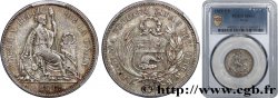 PÉROU 25 Centimos “Liberté” assise 1859 Lima SPL63 PCGS