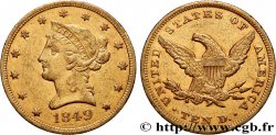 GOLD, PALLADIUM & PLATINUM INVESTMENT 10 Dollars &nbsp;Liberty&nbsp; 1849 Philadelphie