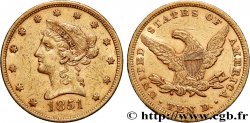 INVESTMENT GOLD 10 Dollars  Liberty  1851 Philadelphie
