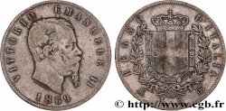 ITALIE 5 Lire Victor Emmanuel II 1869 Milan