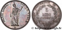 ITALY - LOMBARDY 5 Lire Gouvernement provisoire de Lombardie 1848 Milan XF 