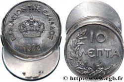 GRÈCE 10 Lepta “visière sur casquette” 1922  SPL 