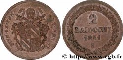ITALIA - STATO PONTIFICIO - PIE IX (Giovanni Maria Mastai Ferretti) 2 Baiocchi Pie IX an V 1851 Rome