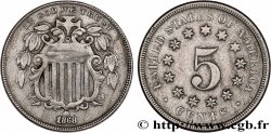 UNITED STATES OF AMERICA 5 Cents bouclier variété sans rayons entre les étoiles 1868 Philadelphie