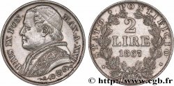VATICAN AND PAPAL STATES 2 Lire Pie IX an XXII 1867 Rome