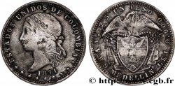 COLOMBIA 1 Peso “Liberté” / emblème national 1871 Medellin