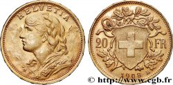 INVESTMENT GOLD 20 Francs  Vreneli   1908 Berne