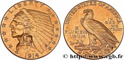 UNITED STATES OF AMERICA 2 1/2 Dollars or (Quarter Eagle) type “tête d’indien”  1914 Philadelphie XF 