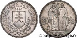SLOVAQUIE 20 Korun St Cyril et St Méthode variété avec croix à simple barre 1941 