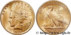 ÉTATS-UNIS D AMÉRIQUE 10 Dollars or  Indian Head , 2e type 1932 Philadelphie