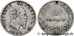 ITALY 20 Centesimi Victor Emmanuel II 1863 Milan VF 